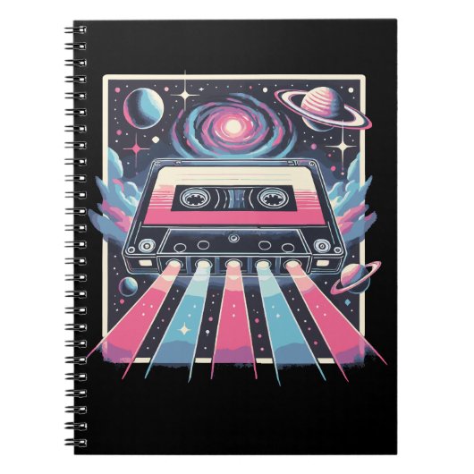 Retro Cosmic Mixtape – Synthwave cassette in de ru Notitieboek (Voorkant)