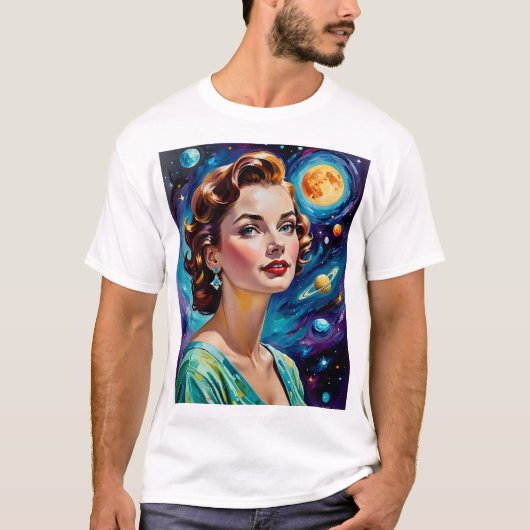 Retro Cosmic Space Beauty TShirt  esthetiek (Voorkant)