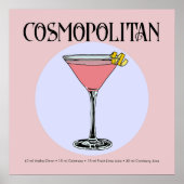 Retro Cosmopolitan Cocktail Illustration Poster (Voorkant)