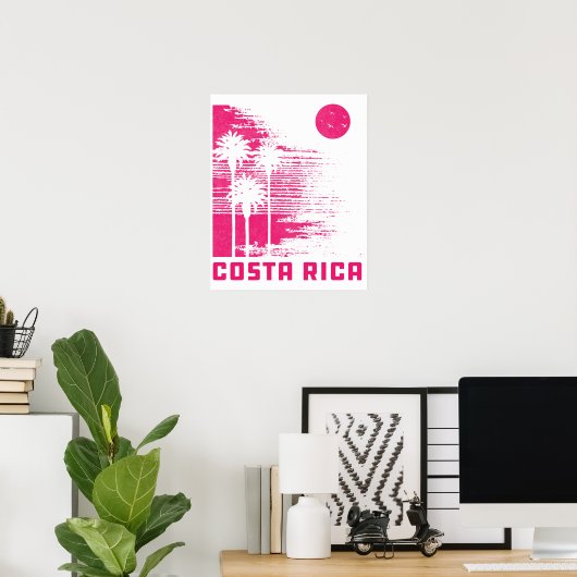 Retro Costa Rica Beach Surfing Wave  Poster (Thuiskantoor)