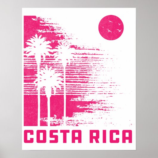 Retro Costa Rica Beach Surfing Wave  Poster (Voorkant)