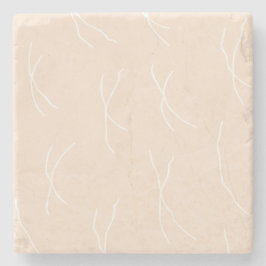 Retro Cottage Abstract Sketchy Lines Light Apricot Stenen Onderzetter