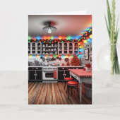 Retro Cottage Kitsch Keuken Kerst Kaart (Voorkant)