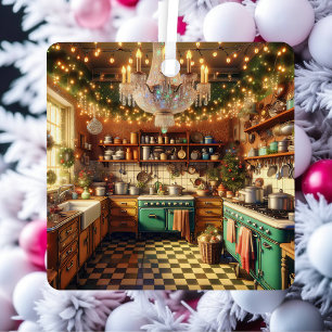 Retro Cottage Kitsch Retro Kerstmis Gepersonalisee Metalen Ornament