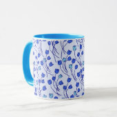 Retro Cottage Schets Tulpen | Blauw Delfts Mok (Voorkant links)