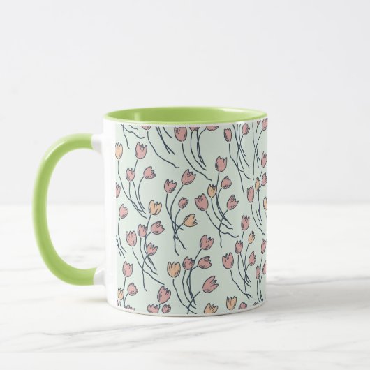 Retro Cottage Schets Tulpen | Cottage Sage Mok (Links)