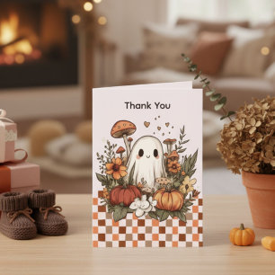 Retro Cottagecore Halloween Baby shower Dank u Kaart