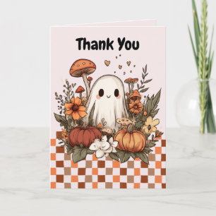 Retro Cottagecore Halloween Baby shower Dank u Kaart