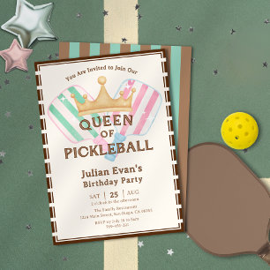 Retro Country Club Koningin van Pickleball Verjaar Kaart