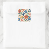 Retro Country Floral Trellis Patroon Vierkante Sticker (Tas)