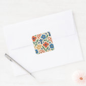 Retro Country Floral Trellis Patroon Vierkante Sticker (Envelop)