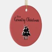 Retro Country kerstabel en beige Keramisch Ornament (Rechts)