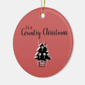 Retro Country kerstabel en beige Keramisch Ornament (Links)