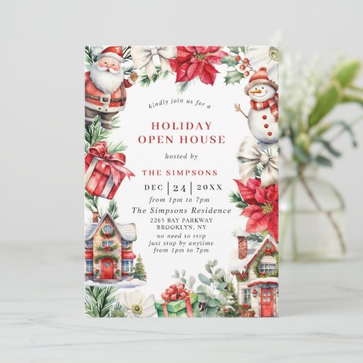 Retro Country Open House Kerstvakantie Feest Kaart (Staand voorkant)