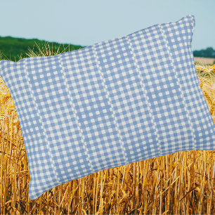 Retro Country Vintage Blauw Wit Gingham Ruitjes Accent Kussen