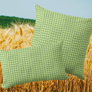 Retro Country Vintage Pret Fun Groen Gingham Rutte Kussen