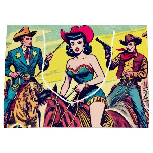 Retro Country Westerne strips Groot Cadeauzakje (Voorkant)
