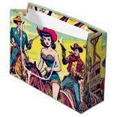 Retro Country Westerne strips Groot Cadeauzakje (Voorkant Gekanteld)