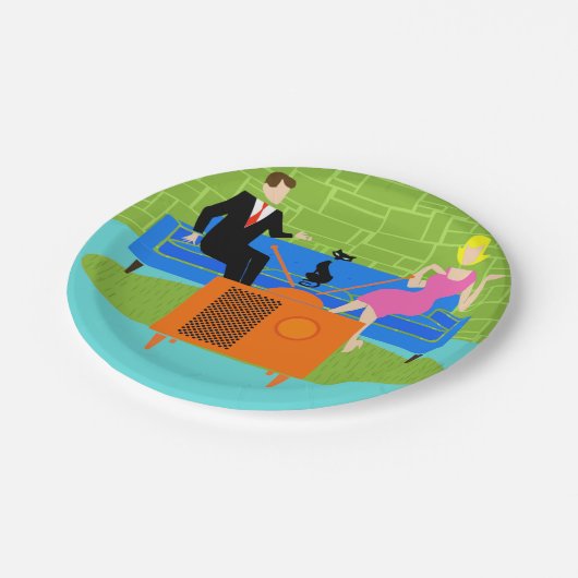 Retro Coupes met Borden van kattenpapier Papieren Bordje (Gekanteld)