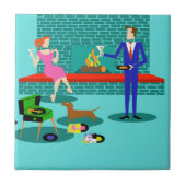 Retro Coupes met Dog Ceramic Tile Tegeltje (Voorkant)