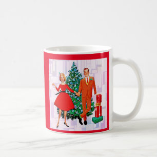 RETRO COUPLE 1950 CHRISTMAS COFFEE MOK