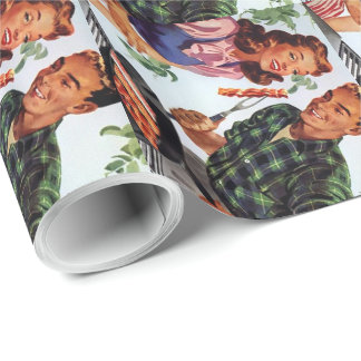 retro Couple BBQ Cadeaupapier