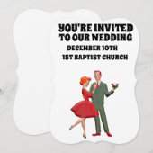 RETRO COUPLE CUTE WEDDING CUSTOM INVITATIONS KAART (Voorkant / Achterkant)