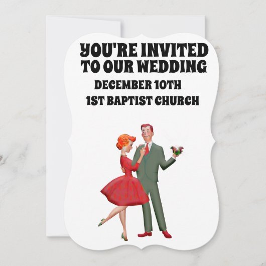 RETRO COUPLE CUTE WEDDING CUSTOM INVITATIONS KAART (Voorkant)