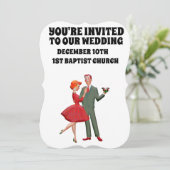 RETRO COUPLE CUTE WEDDING CUSTOM INVITATIONS KAART (Staand voorkant)