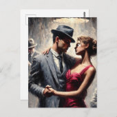Retro Couple Dancing Jazz Club Briefkaart (Voorkant / Achterkant)