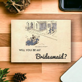  Retro Couple Funny Rustic Bridesmaid Card Kaart