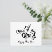 Retro Couple Happy Nieuwjaar Feestdagenkaart (Staand voorkant)