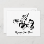 Retro Couple Happy Nieuwjaar Feestdagenkaart (Voorkant / Achterkant)