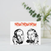 RETRO COUPLE IN LOVE OP ROTARY TELEFOON BRIEFKAART (Staand voorkant)
