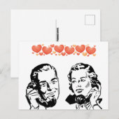 RETRO COUPLE IN LOVE OP ROTARY TELEFOON BRIEFKAART (Voorkant / Achterkant)