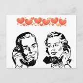 RETRO COUPLE IN LOVE OP ROTARY TELEFOON BRIEFKAART (Voorkant)