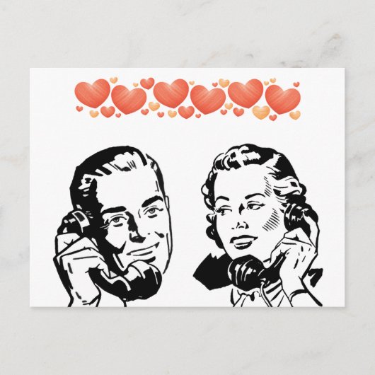 RETRO COUPLE IN LOVE OP ROTARY TELEFOON BRIEFKAART (Voorkant)