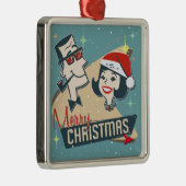 Retro Couple Kerstmis  1950-feestdag Metalen Ornament (Rechts)