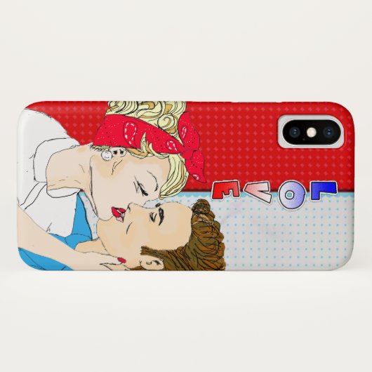 Retro Couple Kissing Nostalgische Love Case-Mate iPhone Case (Achterkant (horizontaal))