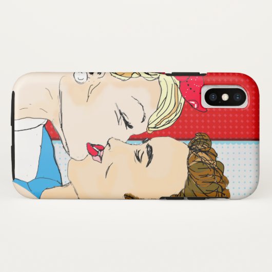 Retro Couple Kissing Nostalgische Love Case-Mate iPhone Case (Achterkant (horizontaal))