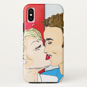 Retro Couple Kissing Nostalgische Love Case-Mate iPhone Case