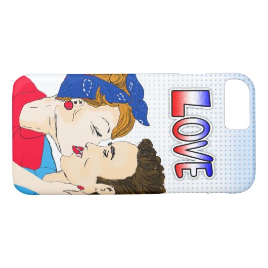 Retro Couple Kissing Nostalgische Love Case-Mate iPhone Case (Achterkant (Horizontaal))