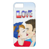 Retro Couple Kissing Nostalgische Love Case-Mate iPhone Case (Achterkant)