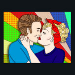 Retro Couple Kissing, Pop Art Poster 1950<br><div class="desc">De Retro Couple Kissing Pop Art Style 1950 van 1950 is een handgetekende kunst.</div>
