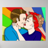 Retro Couple Kissing Pop Art Style Poster (Voorkant)