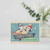 Retro Couple Merry Kerstmis Briefkaart (Staand voorkant)