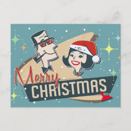 Retro Couple Merry Kerstmis feestdag Briefkaart