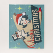 Retro Couple Merry Kerstmis feestdag Legpuzzel (Verticaal)