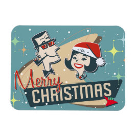 Retro Couple Merry Kerstmis feestdag Magneet