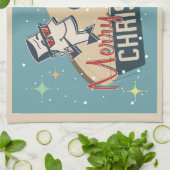 Retro Couple Merry Kerstmis  feestdag Theedoek (Gevouwen)